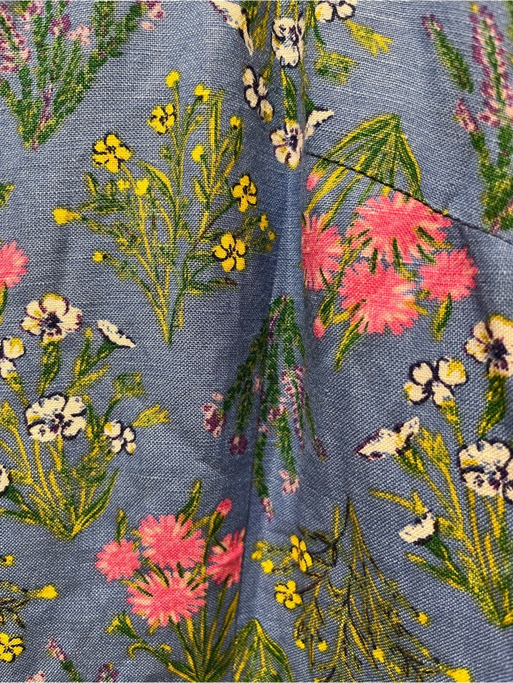 NWOT LOFT Blue Floral U-Neck Periwinkle Blue Puff Sleeve Linen Blend Dress - Picture 7 of 9